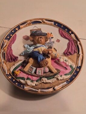 Vintage 1986 Frankie’s Designs Teddy Bear Rocking Horse 3D Wall Plaque Nursery